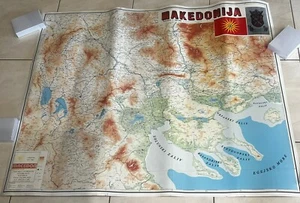 MAKEDONIJA MACEDONIA 1990 North MAP  VINTAGE Old School Villages Poster Wall - Picture 1 of 13