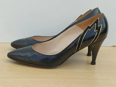 BALLY ARLENE VINTAGE MUJER NEGRO BORDADO CUERO ZAPATOS DE SALÓN ZAPATOS DE CORTE TALLA UK 6 Foto 1 de 4