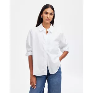 Madewell White Cotton Button Down Shirt Roll Tab Sleeves XS - Picture 1 of 6