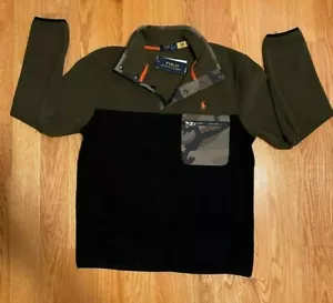 NUOVA POLO RALPH LAUREN PILE PULLOVER ZIP TASCA MIMETICA OLIVA UOMO TAGLIA SMALL - Foto 1 di 5
