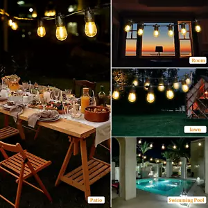 96FT LED Outdoor String Lights & Remote Control Dimmable String Light 2 X 48FT - Picture 1 of 5