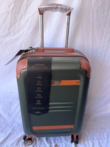 V19.69 Italia Vintage-Like 20" Expandable Retro Luggage Green Hardcase Carry On - Picture 1 of 7