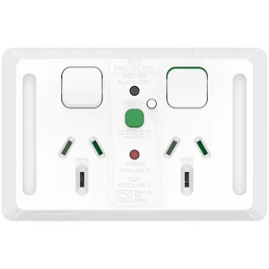 Clipsal Pro Double Powerpoint with 30mA RCD 10A White | P3025RCD30-XW - Picture 1 of 2
