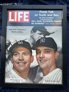 1961 FRAMED LIFE MAGAZINE COVER WITH MICKEY MANTLE & ROGER MARIS Replica NM - Picture 1 of 2