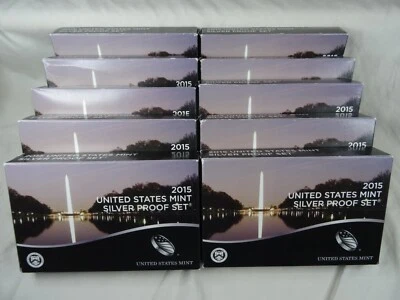 (10) 2015-S US Mint Silver Proof Sets OGP COA & Box 140 Coins Wholesale Lot - Image 1 of 4