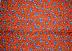 Vintage Red Floral Ditzy Print Cotton Fabric 1 Yard (Tea Towel Texture?) - Picture 1 of 3