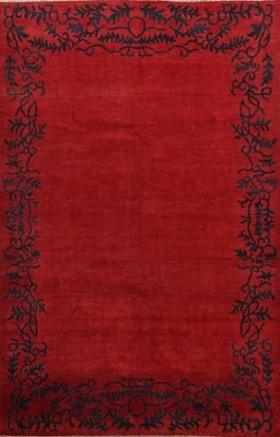 RED/ NAVY BLUE Gabbeh Kashkoli Oriental Bordered Area Rug Hand-knotted Wool 6x10 - Image 1 of 4