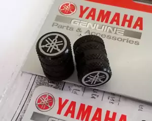 2 x Yamaha Tyre Wheel Dust Valve Caps Tuning Fork BLACK ** GENUINE & UK STOCK ** - Picture 1 of 1
