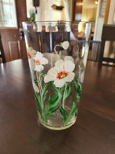 Tschechische Slowakische Vase Klarglas handbemalt Blumenmuster - Bild 1 von 4