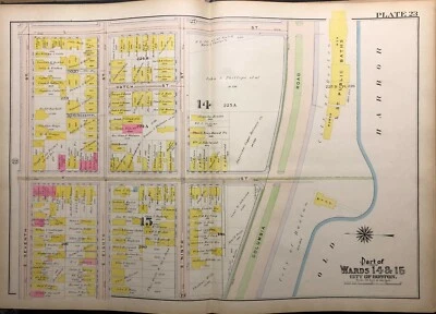 Mapa del atlas de carretera de los baños públicos de Boston del Sur de Massachusetts 1910 East 7th to Columbia Foto 1 de 4