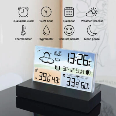 Wetterstation Digital LCD Thermometer Hygrometer mit 1/3 Innen Außen Sensor - Bild 1 von 4