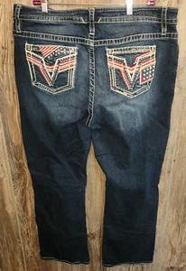 Vigoss Jeans Womens Size 18 Boot Cut American Flag Patriotic Americana USA rodeo - Picture 1 of 5
