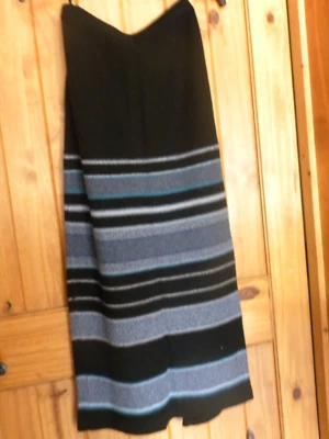 Double D Ranch Lambswool Turquoise Striped Knit Maxi Skirt Black Multi Size S - Image 1 of 4