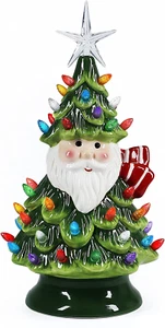 11" Ceramic Christmas Tree Tabletop Christmas Tree Lights with 50 Multicolored L - Picture 1 of 7