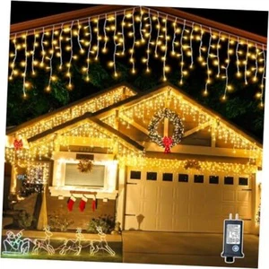 Warm White Christmas Lights Outdoor - 33ft 400 LED Icicle Lights for Outside - Picture 1 of 8