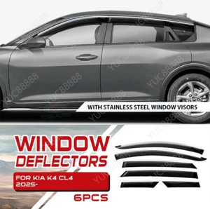Black Window Vent Visor with Stainless Steel Trim For 2025-2026 Kia K4 Sedan - Bild 1 von 4