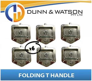 Recessed Stainless Folding T Lock / Handle (Trailer Caravan, Toolbox) Drop T x6 - Picture 1 of 1