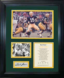 Framed Bart Starr Hall of Fame Facsimile Engraved Auto Packers 12"x15" Photo