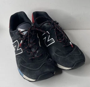 2019 New Balance 574 ML574JHO Black Velocity Red Size 9 Suede Shoes Sneakers - Picture 1 of 22