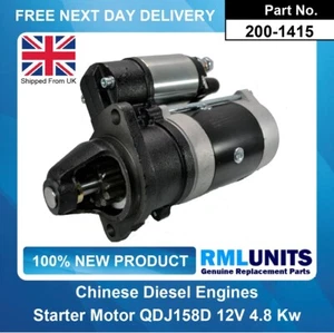 Starter Motor For Chinese Tractor QDJ158D 12V 4.8 Kw With 74.7mm Flange 12T - Picture 1 of 5