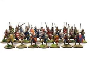 FOOT KNIGHT INFANTRY ARMY 30 28mm painted historical wargames MEDIEVAL HYW - Picture 1 of 5