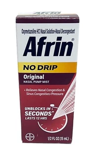 Afrin No Drip Original Nasal Pump Mist Congestion & Sinus 0.5oz Exp 08/2026 - Picture 1 of 2