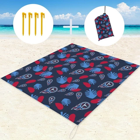 Tennessee Titans Waterproof Picnic Mat 59×57in Beach Mat with Storage Bag Cover