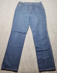 VTG Wrangler Jeans Womens Misses 18 Blue Denim Straight High Rise Made in USA - Picture 1 of 12