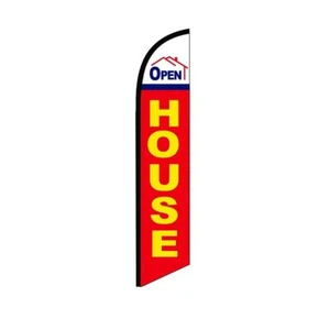 Open House RedYellowBlue Swooper Flutter Feather Flag | 3ft W x 11.5ft Tall - Picture 1 of 3