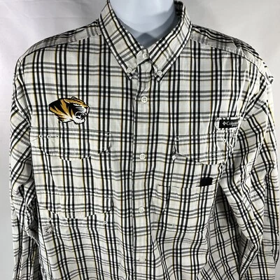MIZZOU MISSOURI TIGERS COLUMBIA SUPER BONEHEAD PFG OMNI SHADE SHIRT MENS LARGE - Image 1 of 4