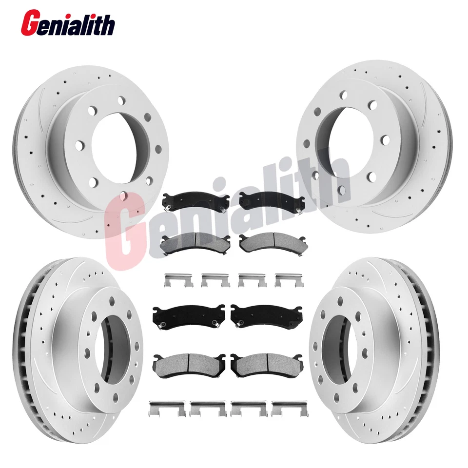 Front Rear Rotors Ceramic Brake Pads for 2000-2009 2010 Chevy Silverado 2500 HD - Imagem 1 de 4