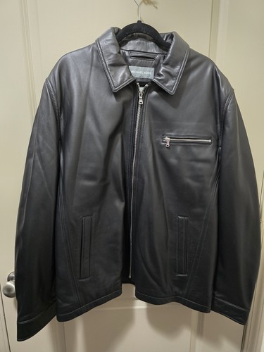 $1200 Michael Kors Uomo (Nero) James Dean Giacca di Pelle Cappotto (U 2XL