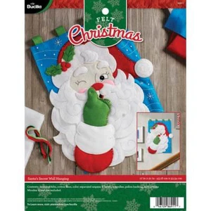 BUCILLA FELT JEWELED CHRISTMAS SANTA'S SECRET WALL HANGING KIT 17" X 21" - Picture 1 of 3