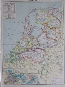 1930 MAP ~ HOLLAND AMSTERDAM CITY PLAN UTRECHT BRABANT ZEELAND DRENTHE - Picture 1 of 3