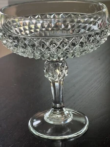 Vintage Indiana Glass Co. Clear Glass Diamond Point Pedestal Compote Candy Dish - Picture 1 of 3