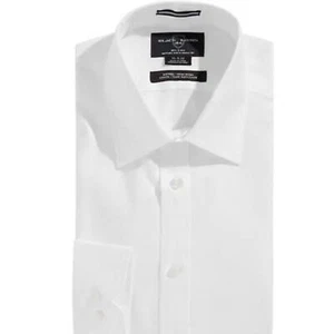 Black Brown 1826 Slim Fit Non Iron 100% Cotton LS White Shirt NWT Size 17 34/35 - Picture 1 of 9