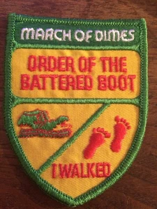 Vintage 70er March Of Dimes Patch Orden Of The Battered Boot I Walked 3" bestickt - Bild 1 von 4