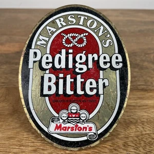 Vintage Font Badge Pump Clip Brass Sign Pub Marstons Pedigree Bitter Mancave - Picture 1 of 12