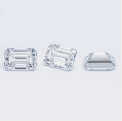 Emerald Cut Loose CVD Diamond 3 Pcs Lot IF Clarity 0.18 Ct 2 x 3 mm Certified - Image 1 of 4