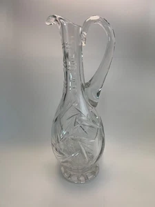 Vintage Crystal Cut Glass Heavy Wine Decanter Starburst Pinwheel Thumbprint - Picture 1 of 5