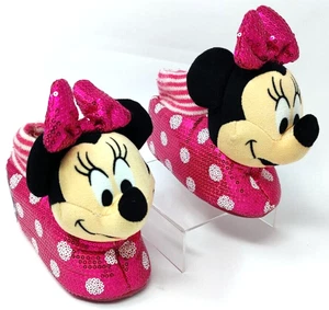 Disney Minnie Mouse Bedroom Slippers Pink Polka Dot  Toddler Size 9-10 - Picture 1 of 8