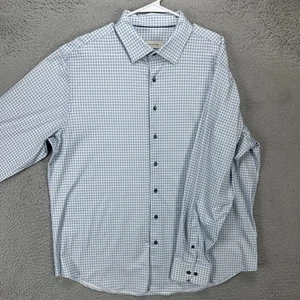 Bugatchi Shirt Button Up Adult Men 2XL Blue Geometric Long Sleeve Stretch Casual - Picture 1 of 9
