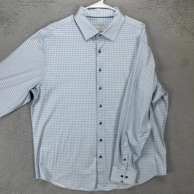 Bugatchi Shirt Button Up Adult Men 2XL Blue Geometric Long Sleeve Stretch Casual - Image 1 of 4