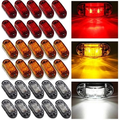 10X Marker Light 2.5" LED Truck Trailer Oval Clearance Side Lamp Amber Red White - Image 1 of 4