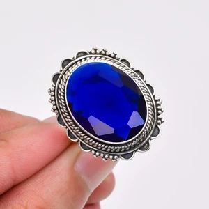 Anillo de joyería de plata de ley 925 hecho a mano con piedras preciosas de tanzanita azul todos los tamaños - Imagen 1 de 3