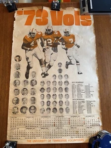 Vintage 1973 University of Tennessee Volunteers Football Poster Spielplan Promo  - Bild 1 von 9