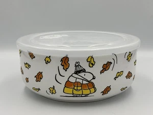 Peanuts Fall Snoopy Candy Corn Puffer Jacket Ceramic Storage Bowl - Picture 1 of 9