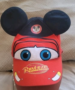 Gorra de béisbol roja McQueen Rust-eze Cars Mickey Ears de iluminación juvenil de los parques de Disney - Imagen 1 de 9