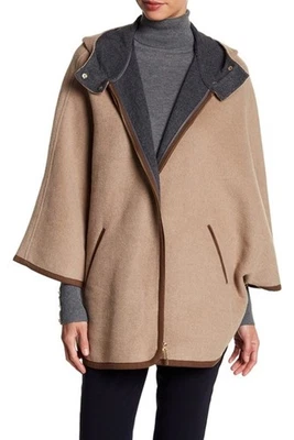 $280 ELLEN TRACY пшеничный уголь шерстяная смесь плащ/пончо S - Изображение 1 из 4