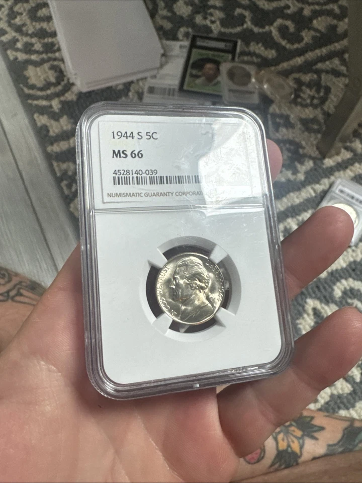 1944-S Silver War Gold Toned Jefferson Nickel NGC Graded MS66 (4557197-060) - Image 1 of 4